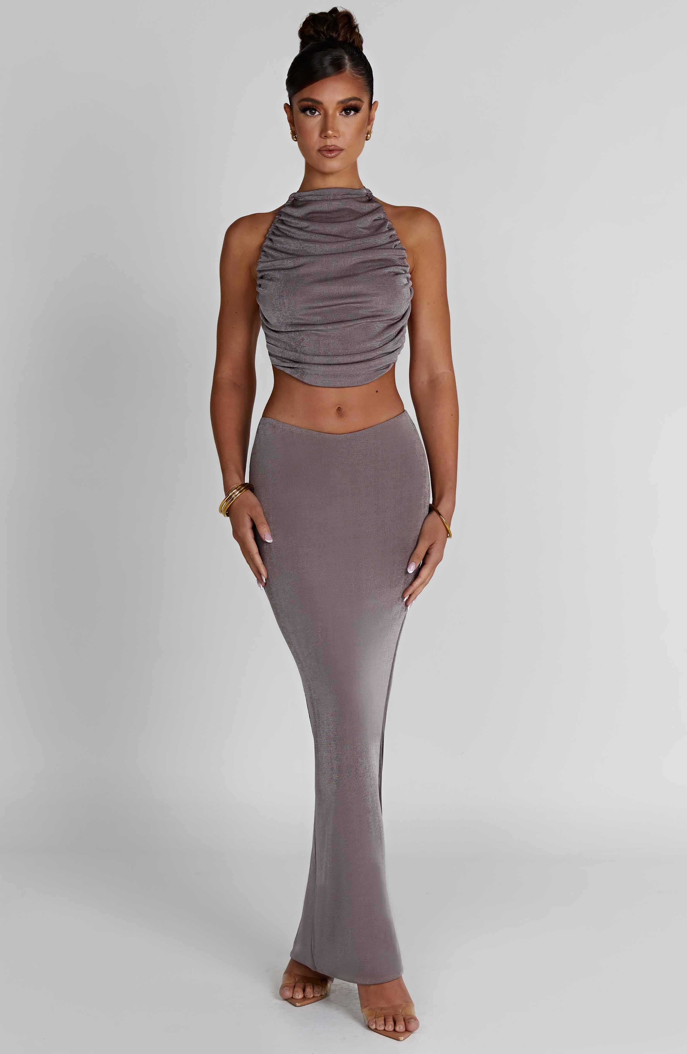 FIFI CUT OUT DETAL MAXI SKIRT - GLOSS