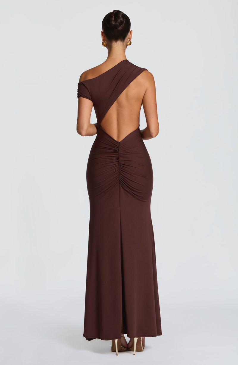 Buy Fiora Maxi Dress - Plum Brown | Babyboo Fashion