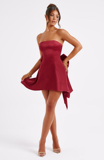 Freja Mini Dress - Burgundy Dress Babyboo Fashion Premium Exclusive Design