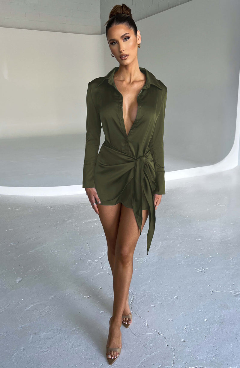 Gianna Mini Dress - Khaki Dress Babyboo Fashion Premium Exclusive Design