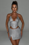 Glacia Mini Skirt - Silver Sparkle Skirt XS Babyboo Fashion Premium Exclusive Design
