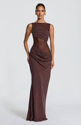 Gracelyn Maxi Dress - Plum Brown Dress Babyboo Fashion Premium Exclusive Design
