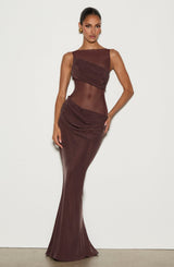 Gracelyn Maxi Dress - Plum Brown Dress XS Babyboo Fashion Premium Exclusive Design