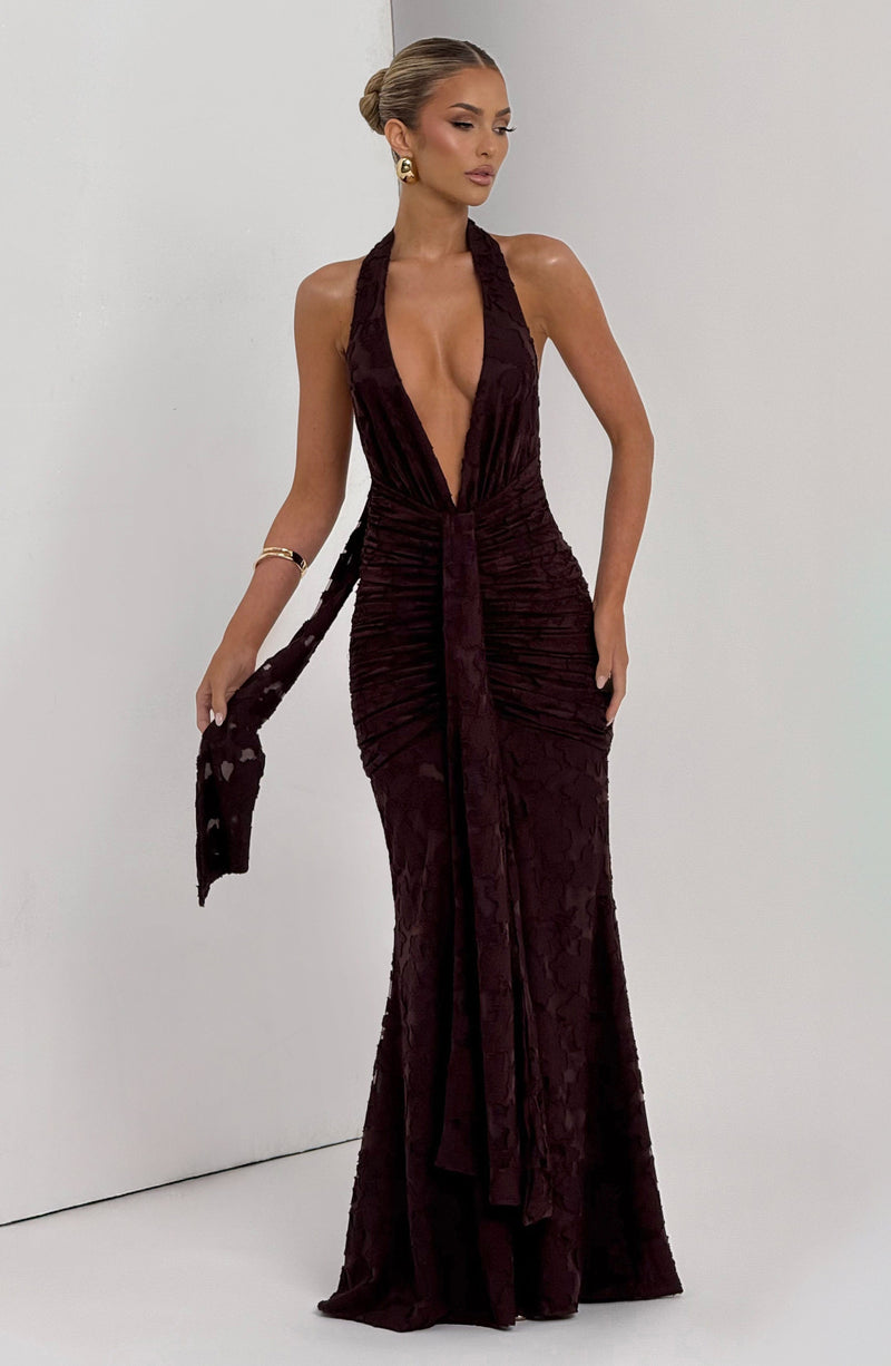 Guinevere Maxi Dress - Plum Brown Babyboo Fashion Guinevere Maxi Dress - Plum Brown Babyboo Fashion