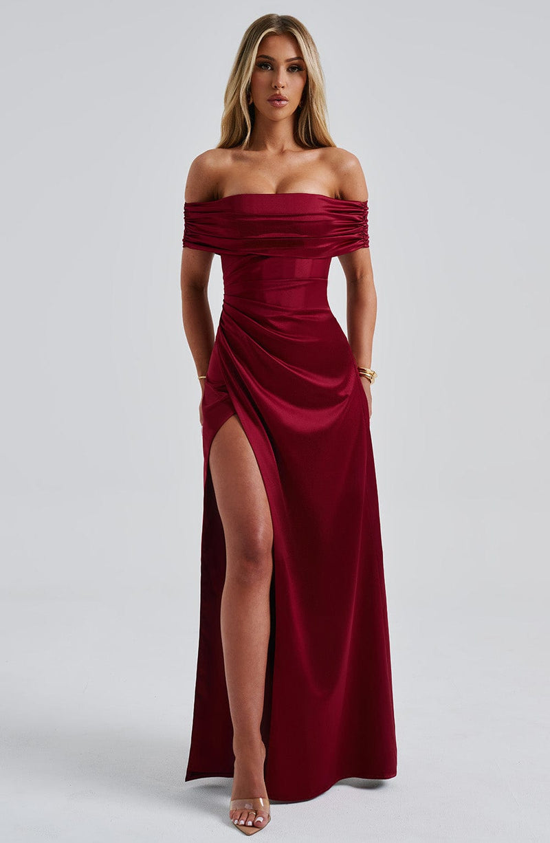 Gwendolyn Maxi Dress - Burgundy – BABYBOO