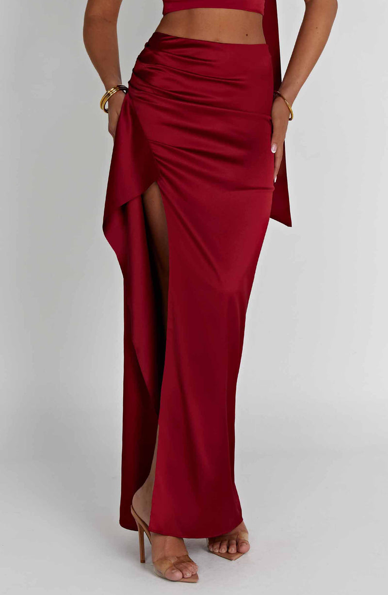 Halsey Maxi Skirt - Wine Skirt Babyboo Fashion Premium Exclusive Design
