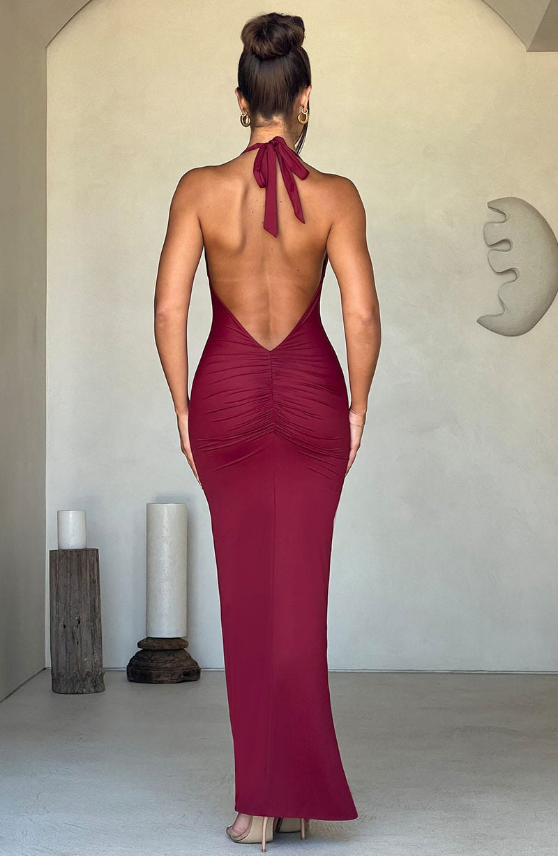 Harmonia Maxi Dress - Burgundy Babyboo Fashion Harmonia Maxi Dress - Burgundy Babyboo Fashion