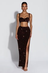 Inaya Maxi Skirt - Plum Brown Skirt XS Babyboo Fashion Premium Exclusive Design