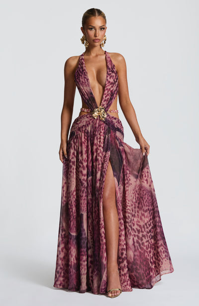 Indianna Maxi Dress - Magenta Orchid Print by Babyboo Fashion Indianna Maxi Dress - Magenta Orchid Print by Babyboo Fashion
