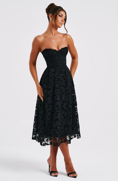 Ishani Midi Dress - Black Dress Babyboo Fashion Premium Exclusive Design