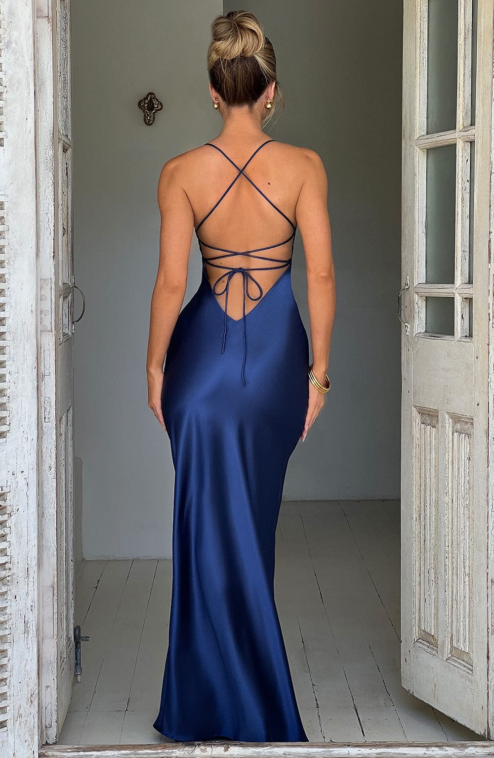 Isabella Navy Blue Maxi Dress For Women - Elegant, Comfortable, Easy Care Eveningwear