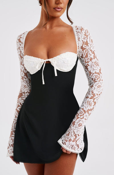 Jacinta Mini Dress - Black/White Dress Babyboo Fashion Premium Exclusive Design