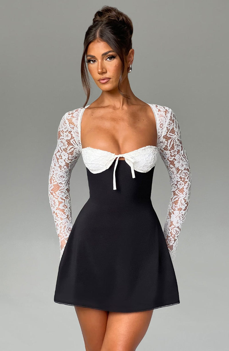 Jacinta Mini Dress - Black/White Babyboo Fashion Jacinta Mini Dress - Black/White Babyboo Fashion