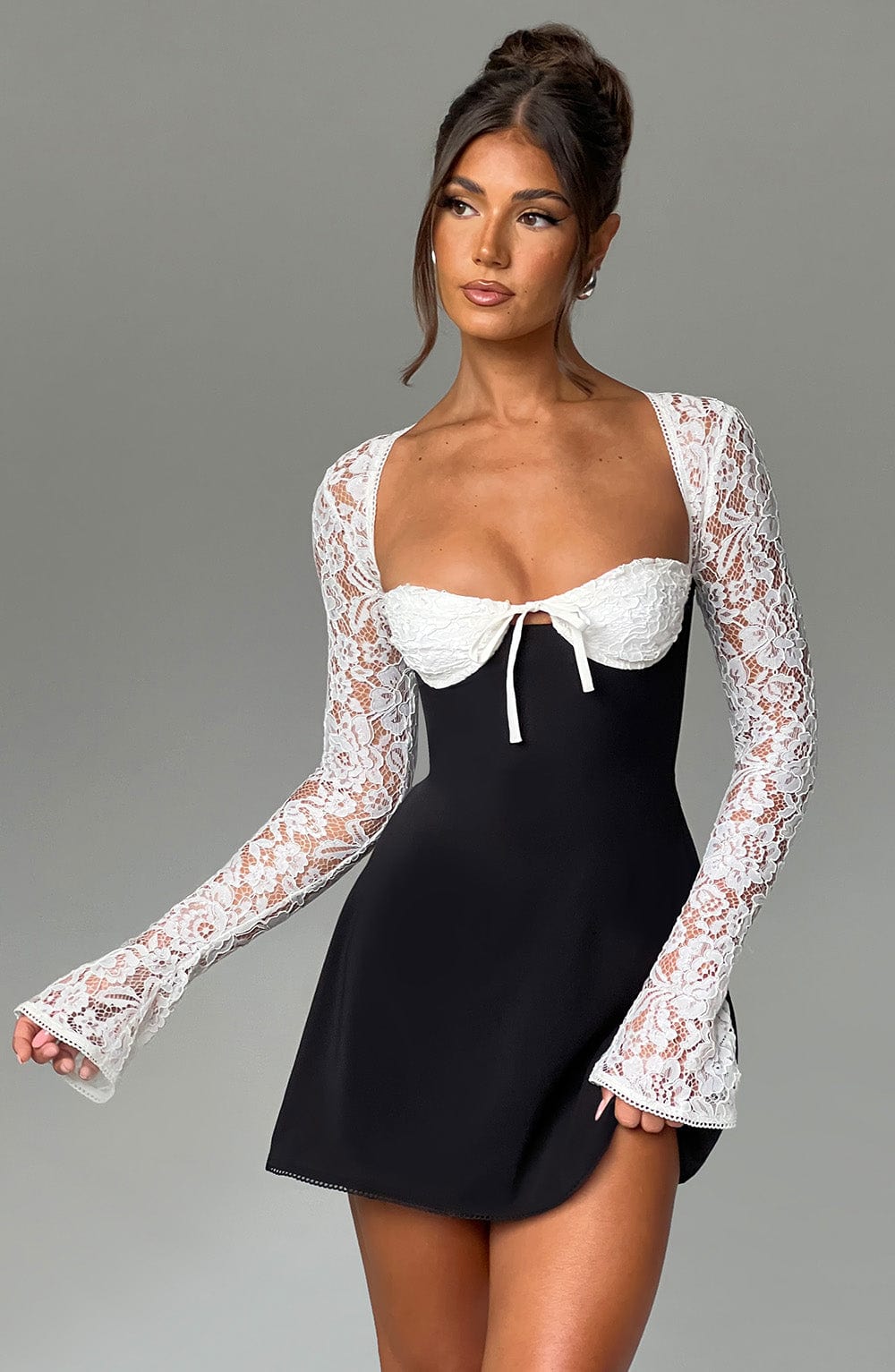 Jacinta Floral Lace Strapless Mini Dress - White main image 1
