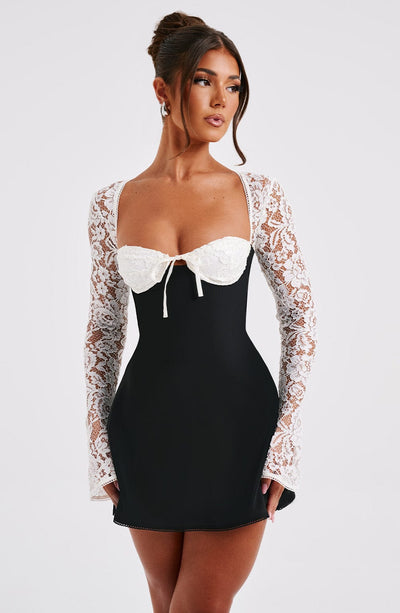 Jacinta Mini Dress - Black/White Dress XS Babyboo Fashion Premium Exclusive Design