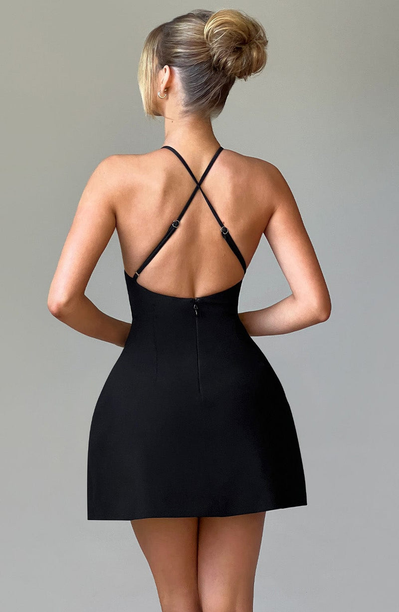 backless mini dress black Boat Neck Bodycon | Mini Dress Dazn Backless Mini Dress in Black The Dazn backless dress in black features a bodycon mini fit with scoop back Cut Out Venezia One Shoulder,