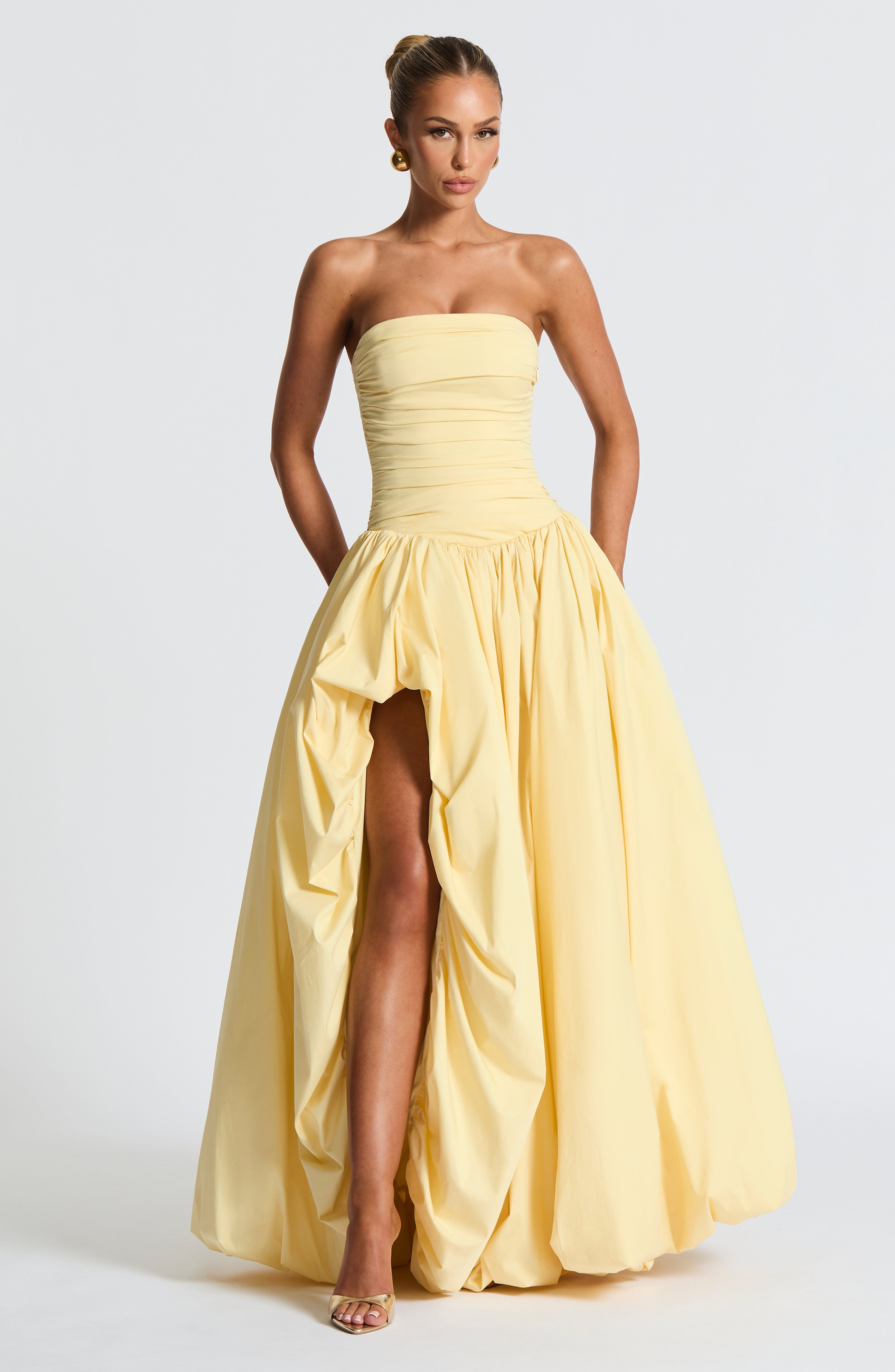 Jillian Maxi Dress - Lemon | Strapless Elegance | Babyboo Fashion