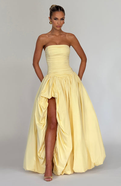 Jillian Maxi Dress - Lemon | Strapless Elegance | Babyboo Fashion Jillian Maxi Dress - Lemon | Strapless Elegance | Babyboo Fashion