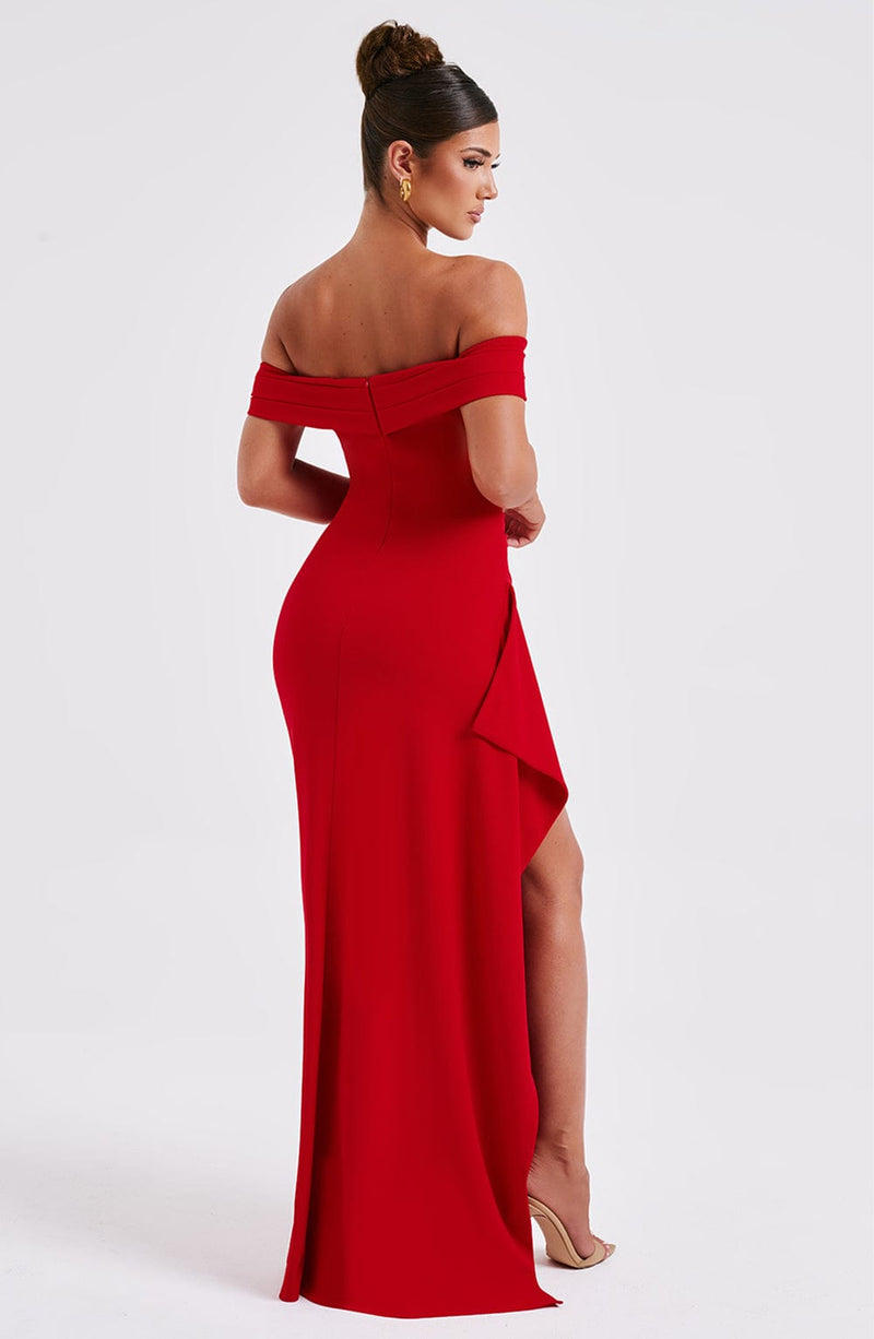 off the shoulder maxi dress red Joyce Maxi Dress
