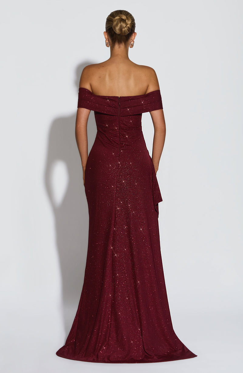 Red Maxi Dress - Joyce Maxi Dress - Wine Sparkle by Babyboo Fashion Red Maxi Dress - Joyce Maxi Dress - Wine Sparkle by Babyboo Fashion