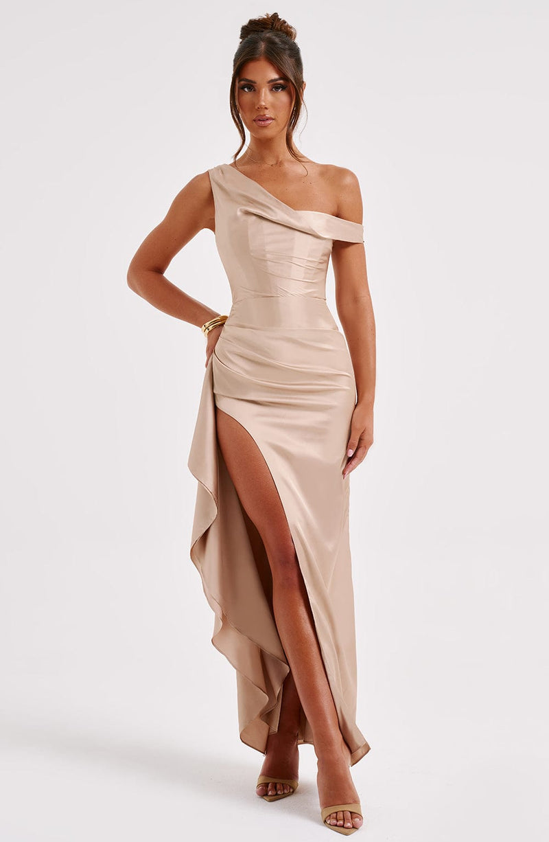 Juliene Maxi Dress - Champagne Babyboo Fashion Juliene Maxi Dress - Champagne Babyboo Fashion