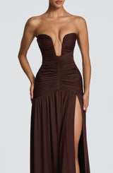 Junia Maxi Dress - Plum Brown Dress Babyboo Fashion Premium Exclusive Design