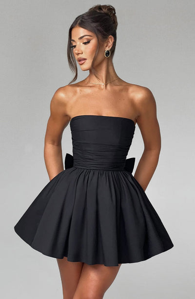 mary kate mini dress in black Mary Kate Knotted Mini Dress-Black