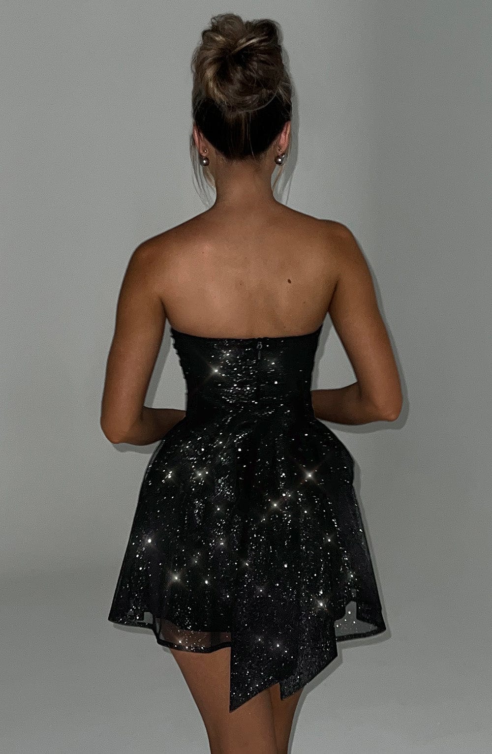 Katrina Mini Dress - Black Sparkle Babyboo Fashion Katrina Mini Dress - Black Sparkle Babyboo Fashion