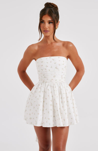 Katrina Mini Dress - Blush Floral Print Dress Babyboo Fashion Premium Exclusive Design