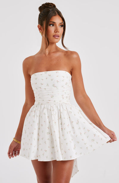 Katrina Mini Dress - Blush Floral Print Dress Babyboo Fashion Premium Exclusive Design