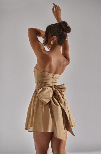 Katrina Mini Dress - Gold Sparkle Babyboo Fashion Katrina Mini Dress - Gold Sparkle Babyboo Fashion