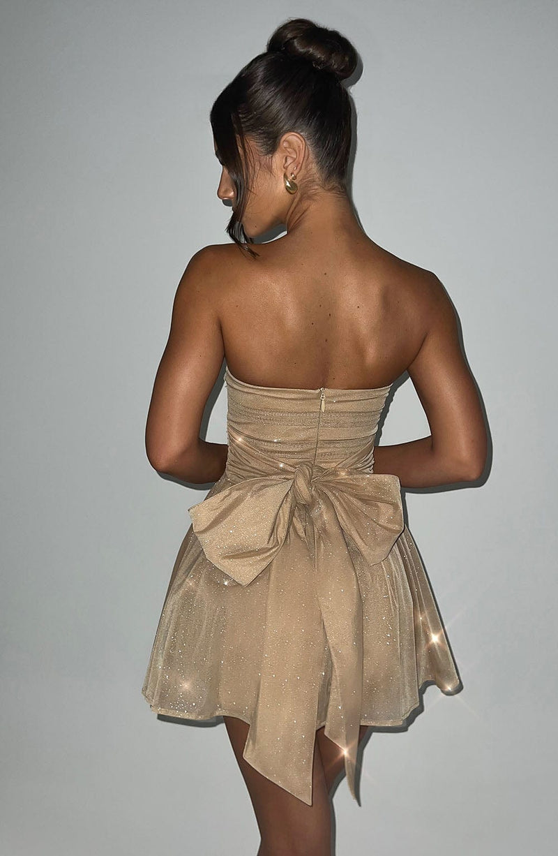Katrina Mini Dress - Gold Sparkle Babyboo Fashion Katrina Mini Dress - Gold Sparkle Babyboo Fashion