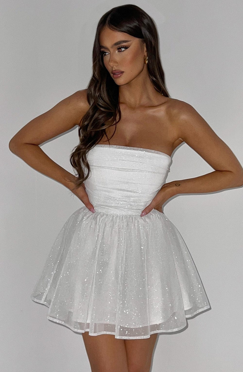 Katrina Mini Dress - Ivory Sparkle Dress Babyboo Fashion Premium Exclusive Design
