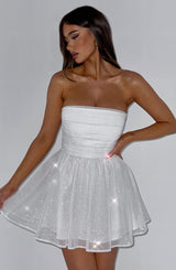 Katrina Mini Dress - Ivory Sparkle Dress Babyboo Fashion Premium Exclusive Design