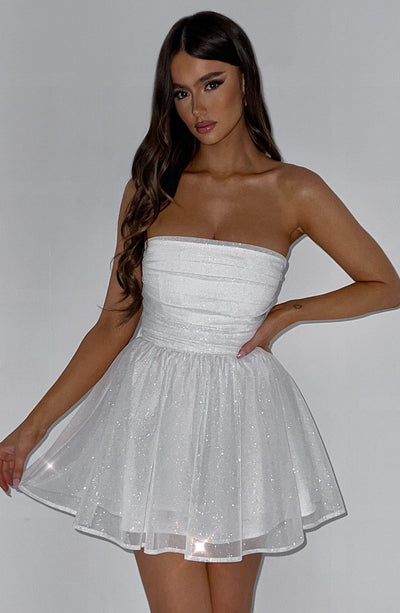 Katrina Mini Dress - Ivory Sparkle Babyboo Fashion Katrina Mini Dress - Ivory Sparkle Babyboo Fashion