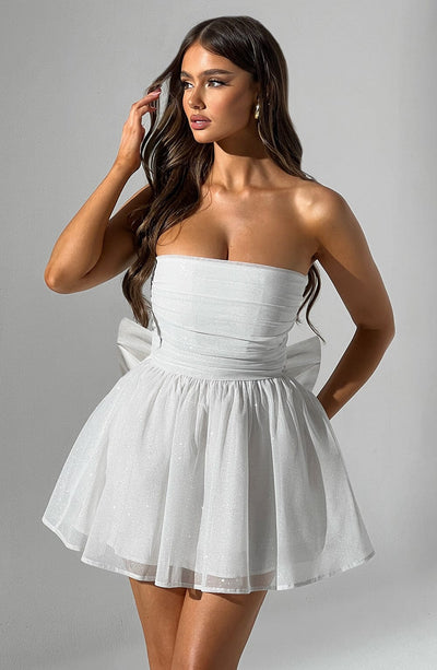Katrina Mini Dress - Ivory Sparkle Dress XS Babyboo Fashion Premium Exclusive Design