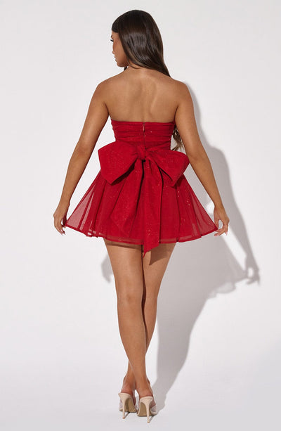 Katrina Mini Dress - Red Sparkle Dress Babyboo Fashion Premium Exclusive Design