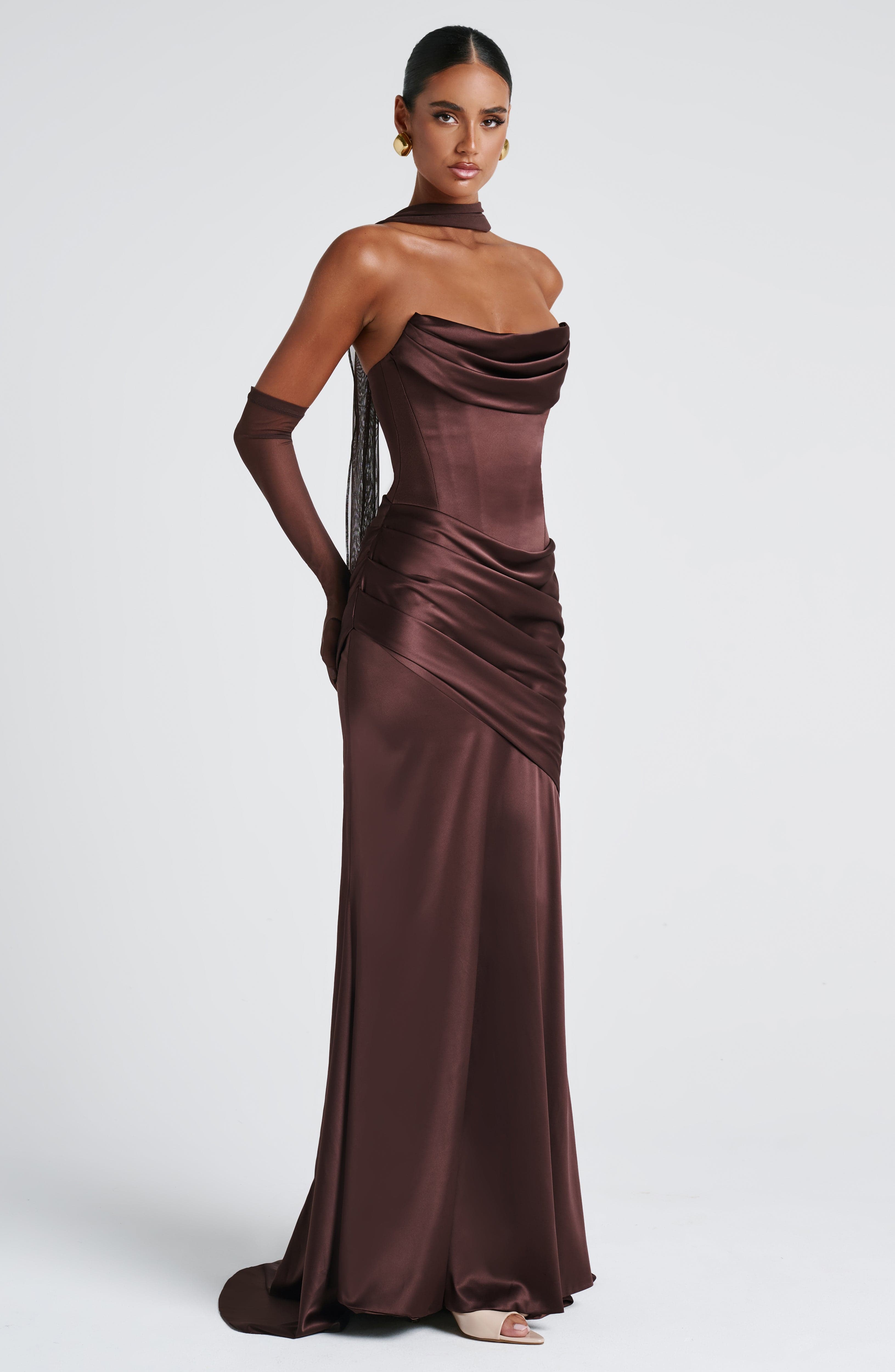 Ana Sofía Maxi Dress- Plum Brown