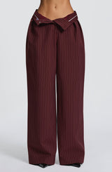 Kirsty Pants - Burgundy Pinstripe Pants Babyboo Fashion Premium Exclusive Design