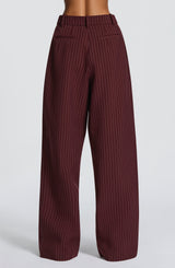 Kirsty Pants - Burgundy Pinstripe Pants Babyboo Fashion Premium Exclusive Design