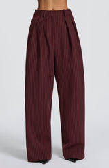 Kirsty Pants - Burgundy Pinstripe Pants Babyboo Fashion Premium Exclusive Design