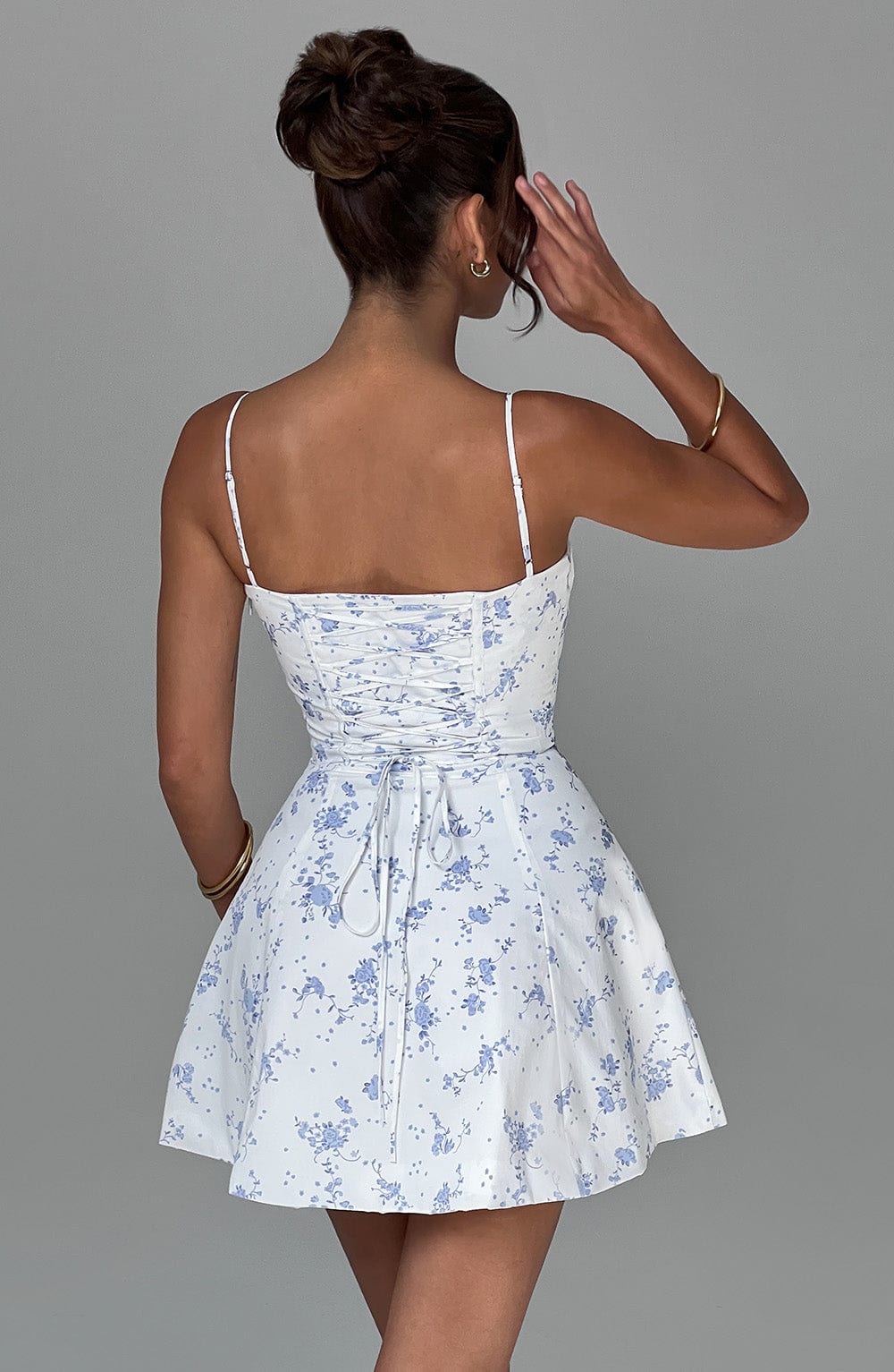 Lacey Mini Dress - Blue Ditsy Print – BABYBOO