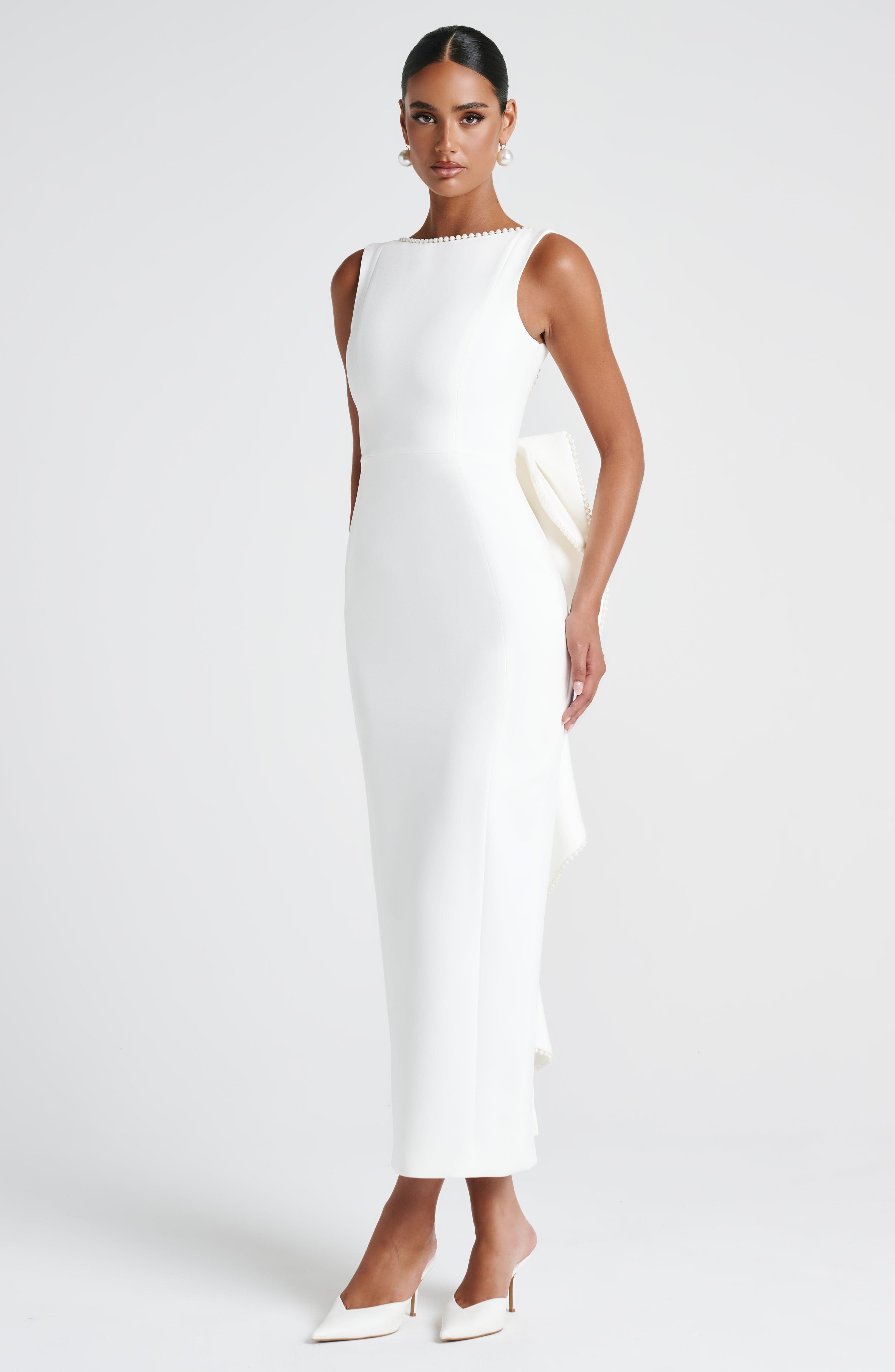 Lena Ruched Bodice Midaxi Dress Ivory