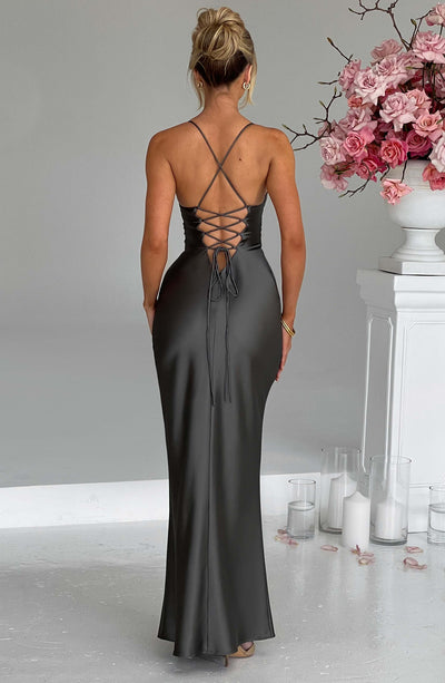 Lillia Maxi Dress - Charcoal Dress Babyboo Fashion Premium Exclusive Design