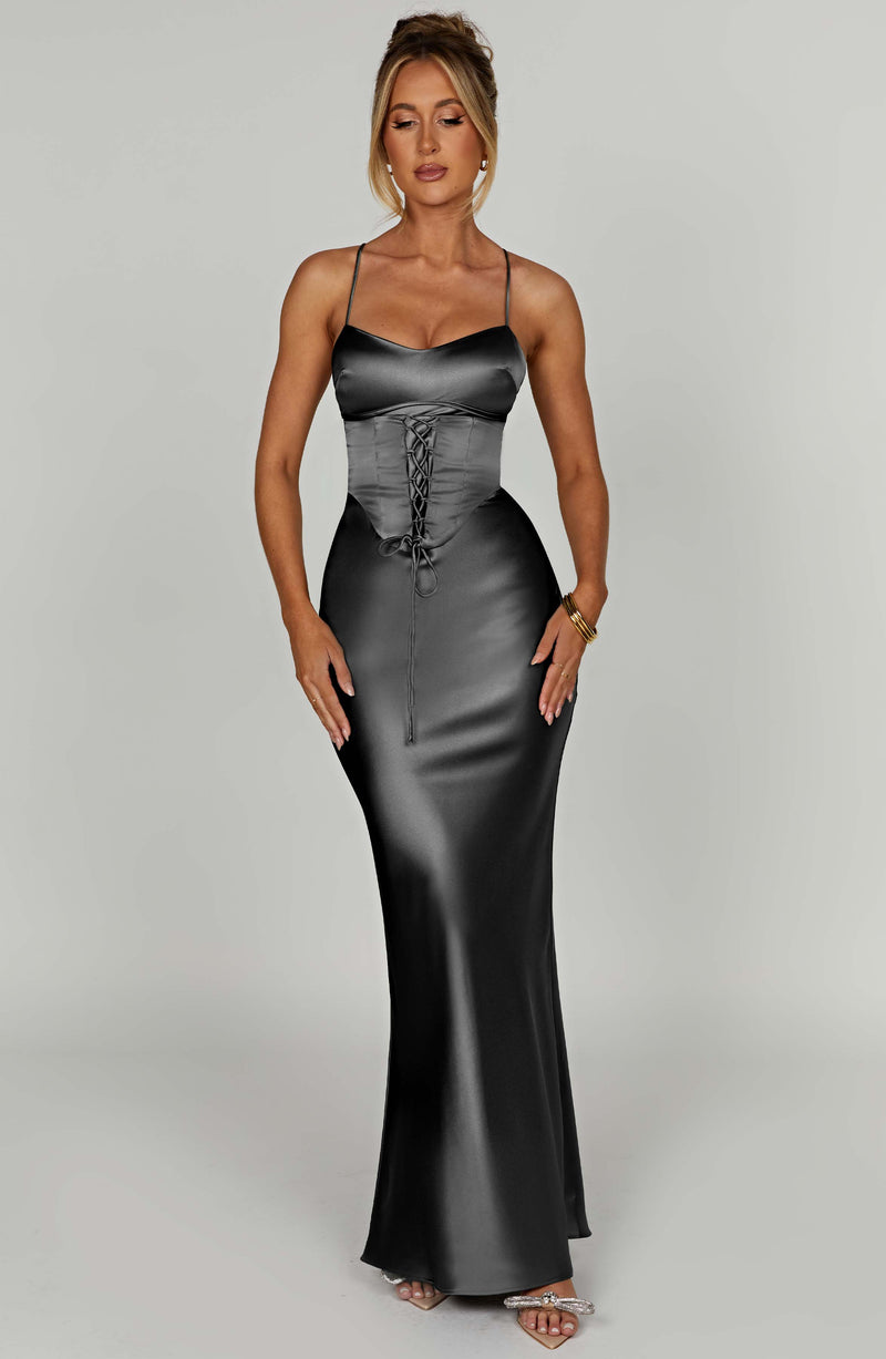 Lillia Maxi Dress - Charcoal Dress Babyboo Fashion Premium Exclusive Design