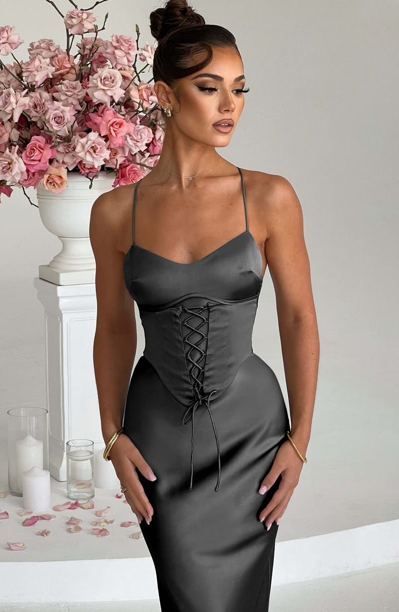 Lillia Maxi Dress - Charcoal Dress XS Babyboo Fashion Premium Exclusive Design