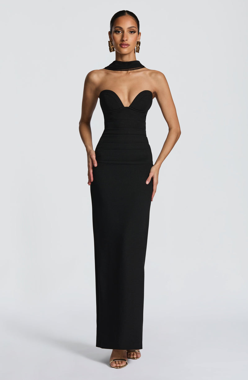Lindsey Black Maxi Dress, XS