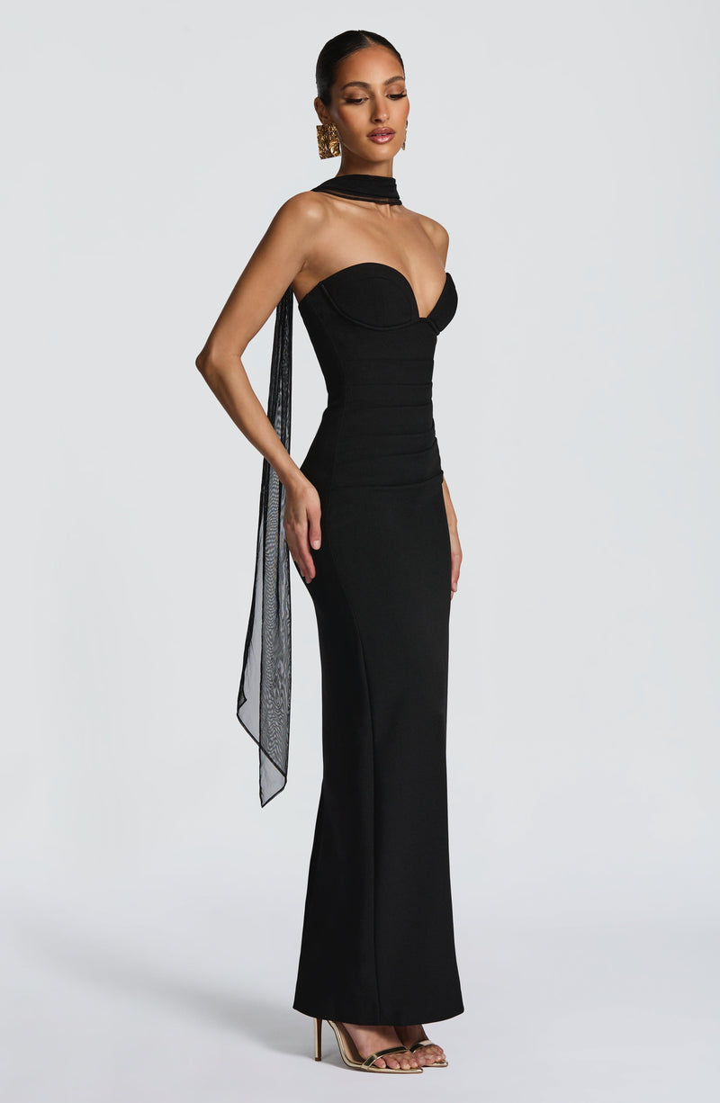 Lindsey Black Maxi Dress, XS