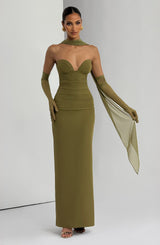 Lindsey Maxi Dress - Deep Olive Dress Babyboo Fashion Premium Exclusive Design