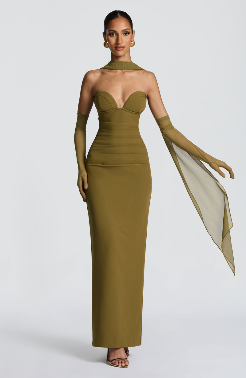 Lindsey Deep Olive Maxi Dress Lindsey Deep Olive Maxi Dress